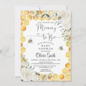 マムミツビーホワイトフローラベビーシャワー招待状 招待状 (正面)