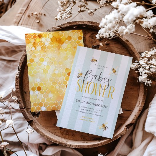 マムミハニーニュートラルベビーシャワー招待状 招待状
