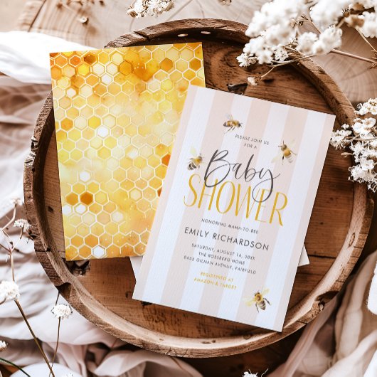 マムミハニーニュートラルベビーシャワー招待状 招待状