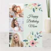 マムミントとピンクフェミニンフローラ3フォト誕生日 カード (正面)