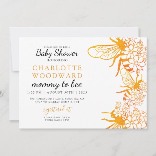 マムミートビーフローラベビーシャワー招待状 招待状 (正面)