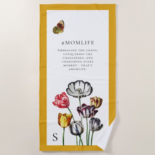 マムライフフローラ蝶 ビーチタオル (正面)