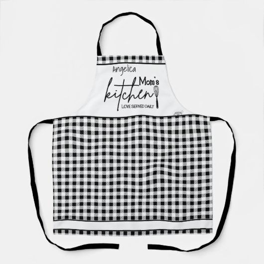 マムラブファームハウス白黒バッファロープレイドグレイ エプロン (正面)