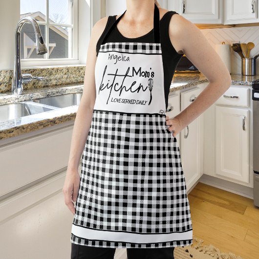 マムラブファームハウス白黒バッファロープレイドグレイ エプロン