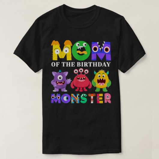 マムリトルモンスターキッズ1st誕生日パーティーファミリー tシャツ (デザイン正面)