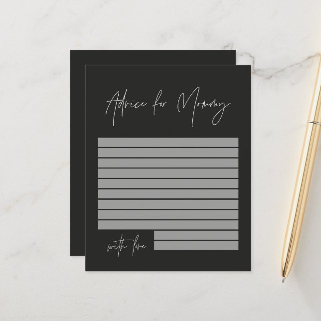 マムーブラック用ベビーシャワーモダンアドバイススタイリッシュ。 (正面/裏面インサイチュ)