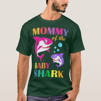 マムームオブザベビー誕生日シャークMommy Shark Mote Tシャツ