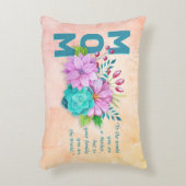 マム引用文と水彩フローラオンマーブル アクセントクッション (正面(垂直))