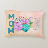 マム引用文と水彩フローラオンマーブル アクセントクッション (裏面)