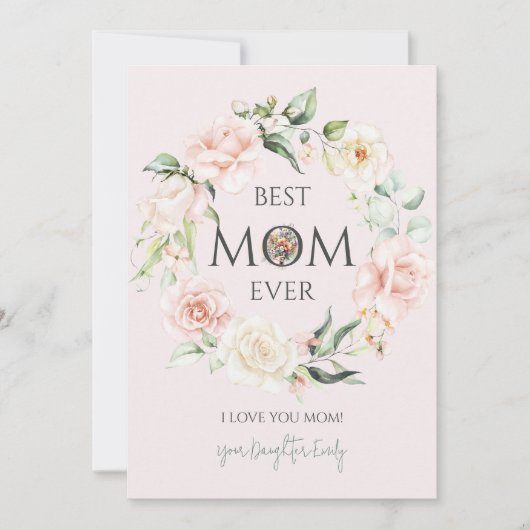 マム最高のエバーピンクとホワイトローズリース シーズンカード (正面)