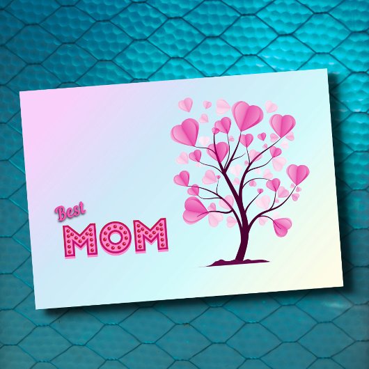 マム最高のエバーピンクパステル水の色の木の愛 カード