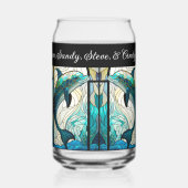 マム最高のエバーブルーとティール（緑がかった色）イルカ ガラス缶 (裏面)