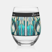 マム最高のエバーブルーとティール(緑がかった色)イルカ ステムなしワイングラス (左)
