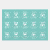 マム最高のマムムエバーカスタムティール（緑がかった色）ピンク薄紫 ラッピングペーパーシート (正面)