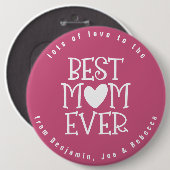 マム最高のマ常にハート名ベリーピンクホワイト 缶バッジ (正面&裏面)