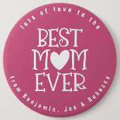 マム最高のマ常にハート名ベリーピンクホワイト 缶バッジ (正面)