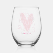 マム最高のーエバーピンクハンドレタリングマザーズ・デイ ステムなしワイングラス (裏面)
