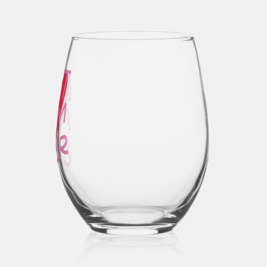 マム最高のーエバーピンクハンドレタリングマザーズ・デイ ステムなしワイングラス (左)