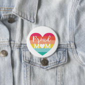 マム誇りを持ったゲイプライドレカラフルインボーハート 缶バッジ (インサイチュ)