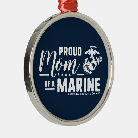 マム誇りを持った・オブ・ア・マリーン – ホワイト メタルオーナメント (右)