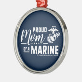 マム誇りを持った・オブ・ア・マリーン – ホワイト メタルオーナメント (左)