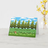 マム誕生日かわいいバニーとデイジーカード カード (黄色い花)