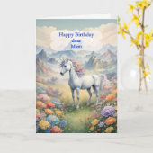 マム誕生日ユニコーン カード (黄色い花)
