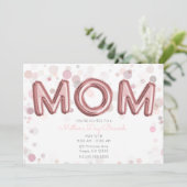マム バルーン 母の日 ブランチ モダン ピンク グレー 招待状 (スタンド正面)