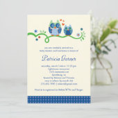 マム&ベビーフクロウ男の赤ちゃんシャワー招待状 招待状 (スタンド正面)