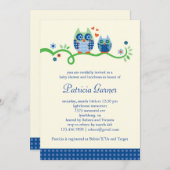 マム&ベビーフクロウ男の赤ちゃんシャワー招待状 招待状 (正面/裏面)