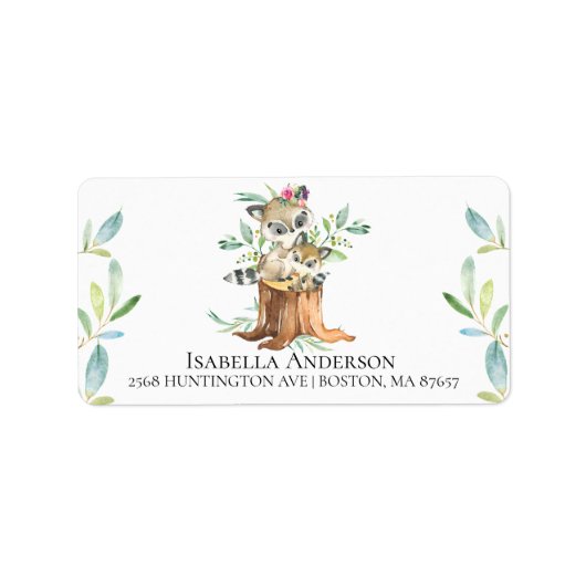 マム&ベビーラクーンベビーシャワー住所 シール (正面)