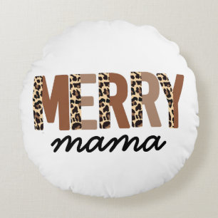 "マメリーマ"カラーモダンブロックヒョウBOHO ラウンドクッション