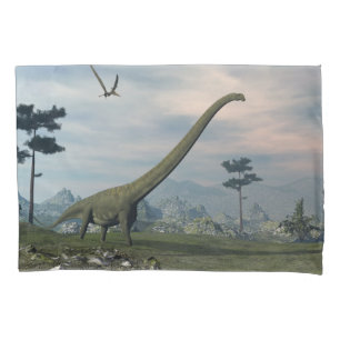 マメンチサウルス恐竜の歩描写行-3D 枕カバー