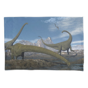 マメンチサウルス恐竜群- 3D描写 枕カバー