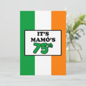 マモ75誕生日アイルランド国旗の招待状 招待状 (スタンド正面)