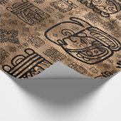 マヤのグリフおよびオーナメントパターン-金ゴールドで黒くして下さい ラッピングペーパー (角)