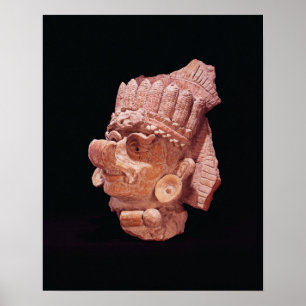 マヤのトウモロコシ神の頭, Oaxaca, c.500 AD ポスター