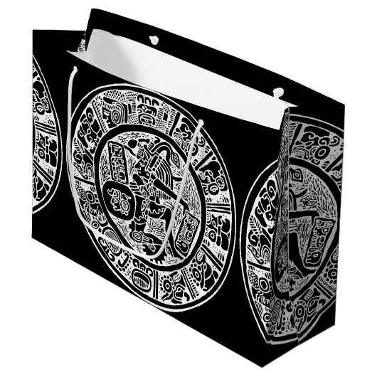 マヤの円、メキシコの象形文字(Maya) ラージペーパーバッグ (正面アングル)