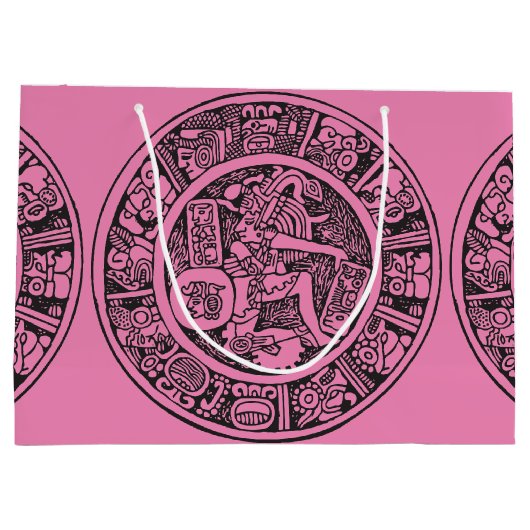 マヤの円、メキシコの象形文字(Maya) ラージペーパーバッグ (裏面)
