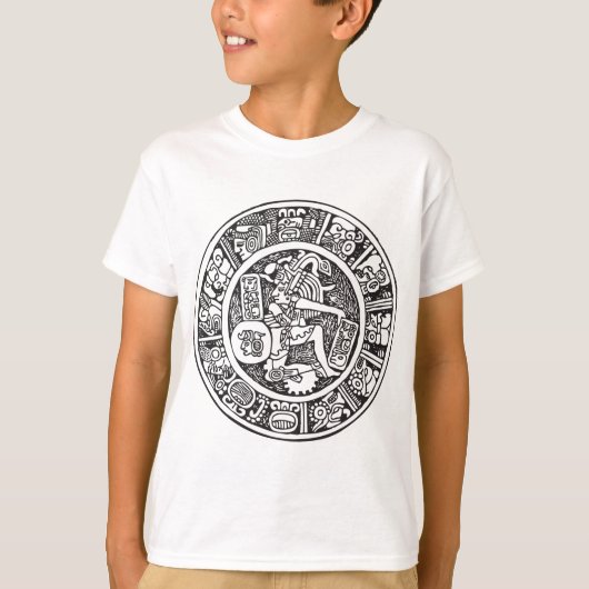 マヤの円、メキシコヒエログリフ(マヤ) Tシャツ (正面)
