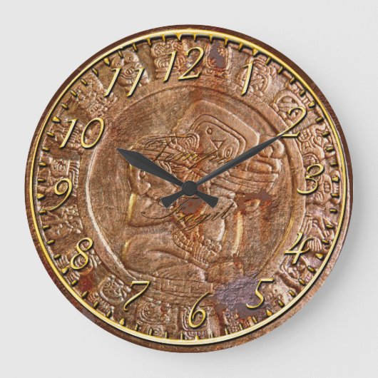 マヤの切り分けられた金属のアステカなメキシコ美術史の時計 ラージ壁時計 (正面)