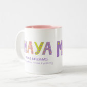 マヤの女の子の名前はコーラルパープルフラワースターを意味する ツートーンマグカップ (正面左)