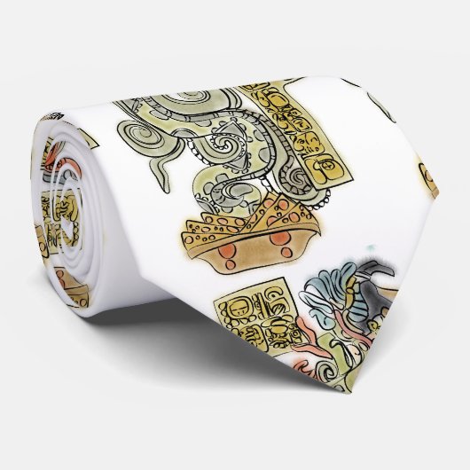 マヤの戦士の水彩画の絵画 ネクタイ (ロール)