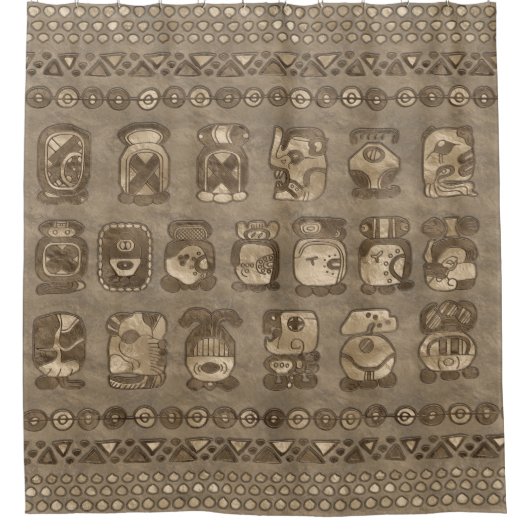 マヤの暦月のグリフ シャワーカーテン (正面)