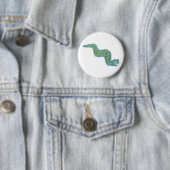 マヤの蛇ターコイズおよび金ゴールド 缶バッジ (インサイチュ)