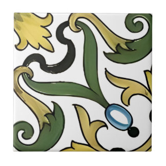 マヤの黄色い花模様のタイル タイル