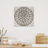 マヤカレンダーのグリフ 金色のテクスチャが石の上 ポスター (キッチン)