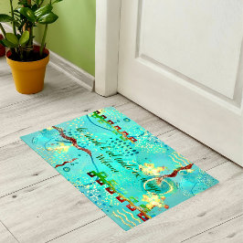 マヤターコイズ&ゴールデンウェルカムメッセージフォーマット ドアマット