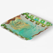 マヤターコイズ&金ゴールドメキシカンボホ ペーパープレート (傾斜あり)