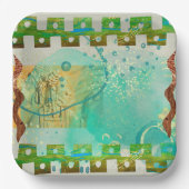 マヤターコイズ&金ゴールドメキシカンボホ ペーパープレート (正面)